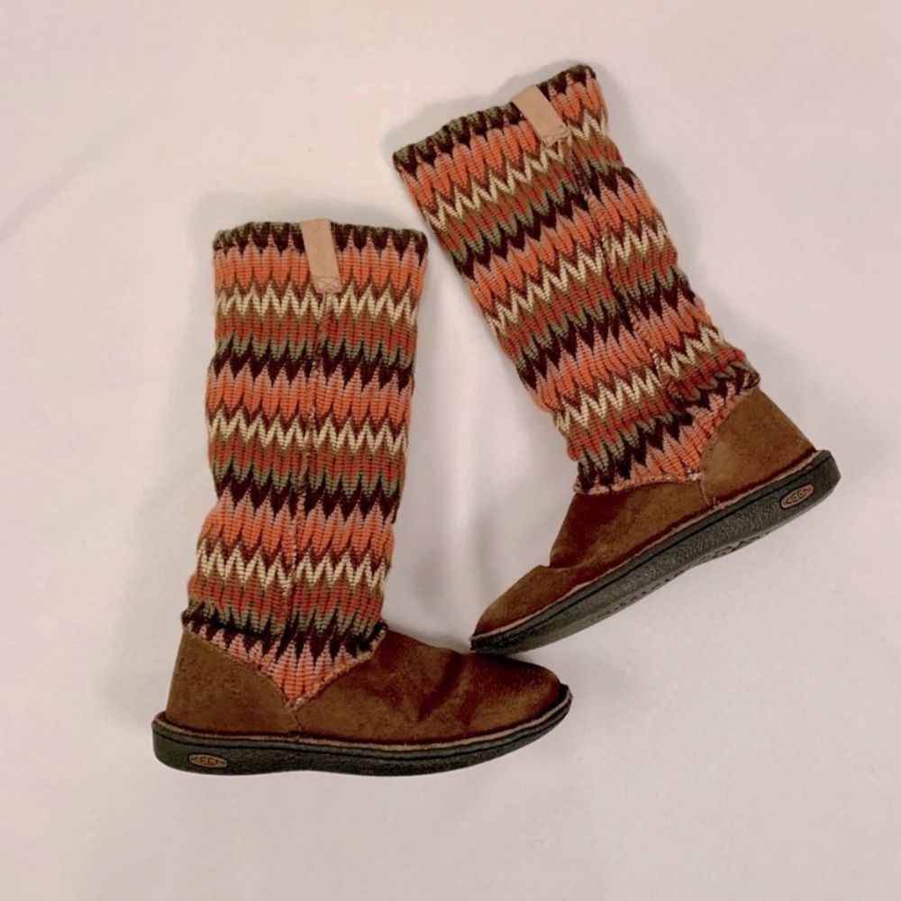 Keen Brown & Orange Knit-Shaft Women's Winter Boots